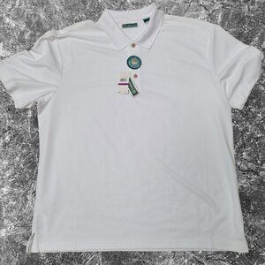 NWT Cubavera Mens Short Sleeve Polo Shirt Color White Size XXL Polyester